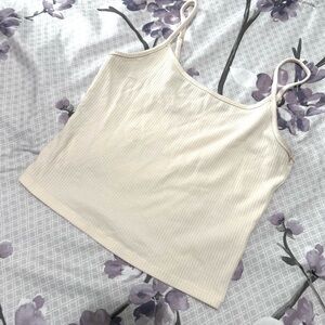 American Eagle Outfitters White Fitted Crop Camisole Tank